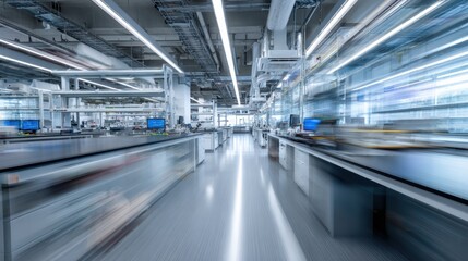 Fototapeta premium A modern industrial workspace featuring a sleek design, advanced technology, and efficient production lines.