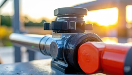 Pipe Fitting with Black Knobs and Red Cap