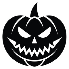 creepy pumpkin face silhouette vector illustration