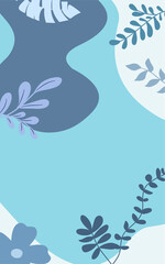 Fototapeta premium Minimalist Abstract Background With Blue Plants and Organic Shapes Design