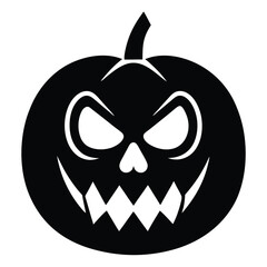 creepy pumpkin skull silhouette vector illustration