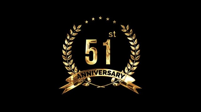 51st Anniversary Celebration. Golden 51 Year Anniversary Animation