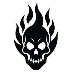 dark flame skull silhouette vector illustration