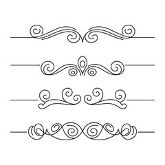 
filigree Elegant decorative flourishes and ornate borders ornamental dividers with scrollwork for design elements, Fancy Line curve lettering, header separator scroll
