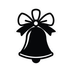 Christmas Bell with Bow Decoration Vector Silhouette  