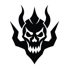 demon fire skull silhouette vector illustration