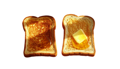 Toast with butter duo isolated on transparent background