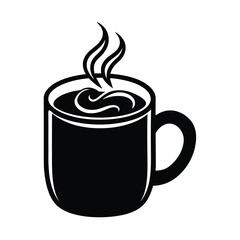 Hot Cocoa Mug with Rising Steam Vector Silhouette  