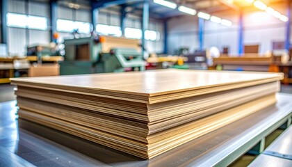 Stack of Plywood Sheets in Factory
