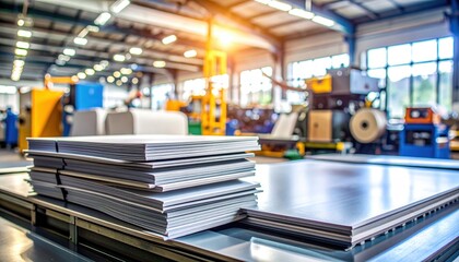 Stack of Metal Sheets in Factory