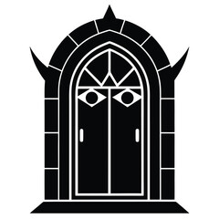 evil door silhouette vector illustration