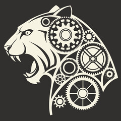 black and white gears on white background