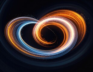 Flowing light trails, intertwined spirals