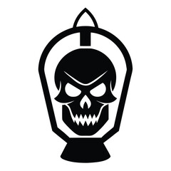 evil lantern skull silhouette vector illustration
