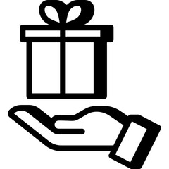 Hand holding gift box icon