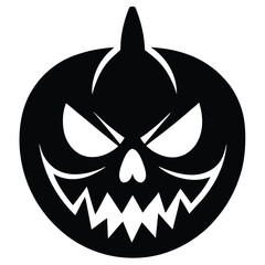 evil pumpkin skull silhouette vector illustration