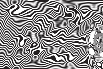 Abstract black and white wavy line pattern optical illusion
