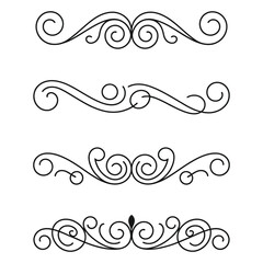 
filigree Elegant decorative flourishes and ornate borders ornamental dividers with scrollwork for design elements, Fancy Line curve lettering, header separator scroll
