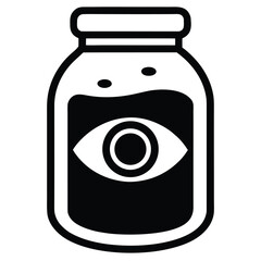 eyeball jar silhouette vector illustration