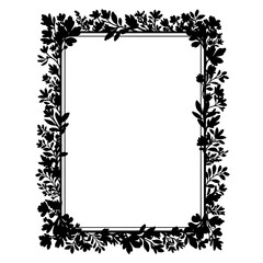 Elegant floral border design for decorative applications and invitations silhouette flat design vector illustration white background