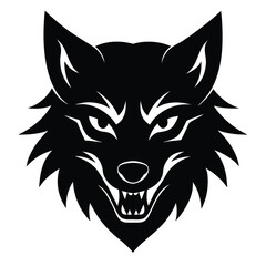 haunted wolf head silhouette vector illustration