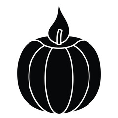 pumpkin candle silhouette vector illustration