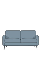 Fototapeta premium Modern Two-Seater Sofa with Blue Upholstery and Dark Legs.
