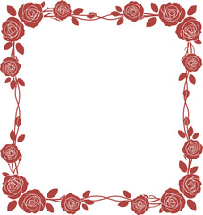 Elegant rose border decorative frame design perfect for invitations and announcements silhouette flat design vector illustration white background