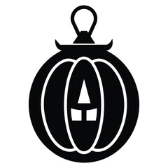 pumpkin lantern silhouette vector illustration