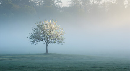 tree in fog
