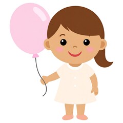 Obraz premium Cute girl with a pink balloon