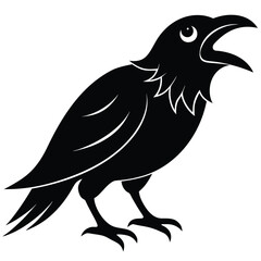 raven scream silhouette vector illustration