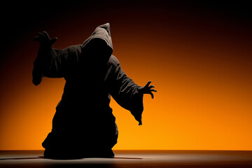 Halloween background with scary man.	