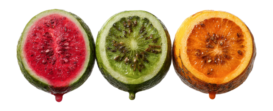 Isolated Images of Sliced Fruits with Colorful and Vibrant Appearance
