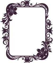 Elegant decorative ornate floral border frame for invitations and designs silhouette flat design vector illustration white background