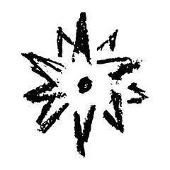 Hand drawn chalk starburst vector illustration on transparent background. Rough charcoal texture gives a grunge effect. Perfect for stickers, clip art, and graphic design projects