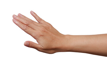 woman hand touch or press something isolated 