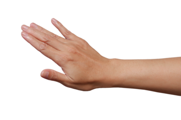 woman hand touch or press something isolated 