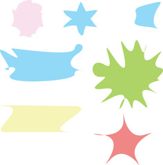 Colorful Abstract Shape Elements Set with Blobs, Splashes, Stars, and Bursts