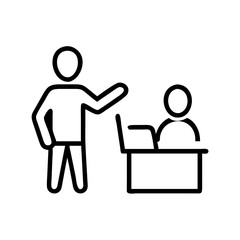 Business Trainer Teaching Student At Desk Icon For Web And Graphic Design