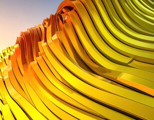 Abstract golden wavy strips under gradient light