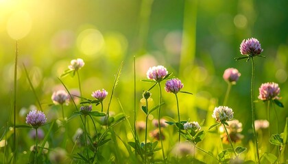 Delicate wildflowers bathed in golden sunlight