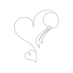 Tie in heart Happy Fathers Day. Continuous One line drawing.
