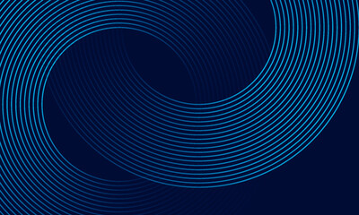 Abstract glowing circle lines on dark blue background. Geometric stripe line art design. Modern shiny blue lines. Futuristic technology concept. Suit for poster