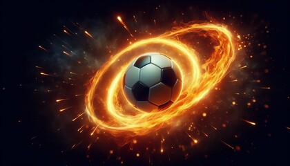 Naklejka premium Close-up of a soccer ball passing through fire