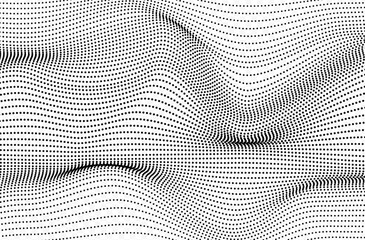 Halftone Wave Pattern. Abstract Wavy Dotted Background for Texture or Overlay. 