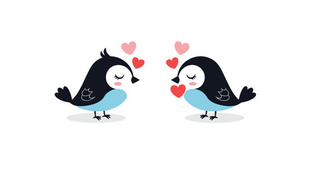 Naklejka premium Two adorable birds exchanging loving hearts in a sweet and romantic gesture.