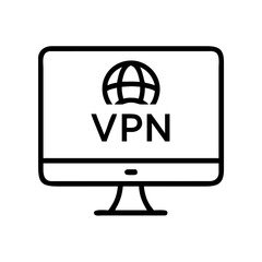 VPN Computer Monitor with Global Internet Symbol Icon For Web And Graphic Design