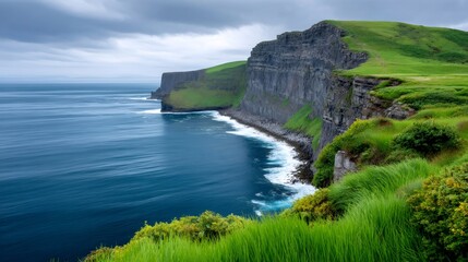 Cliffs of Moher in Ireland, Atlantic ocean coastline