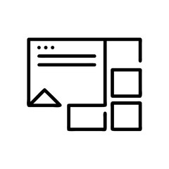 Web Layout with Content Blocks and Text Sections Icon For Web And Graphic Design